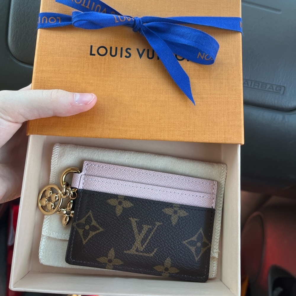 Louis Vuitton Monogram Card Holder in Pink and Brown